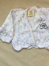 Load image into Gallery viewer, 0-6 months - White fleck “Rainbow” cardigan

