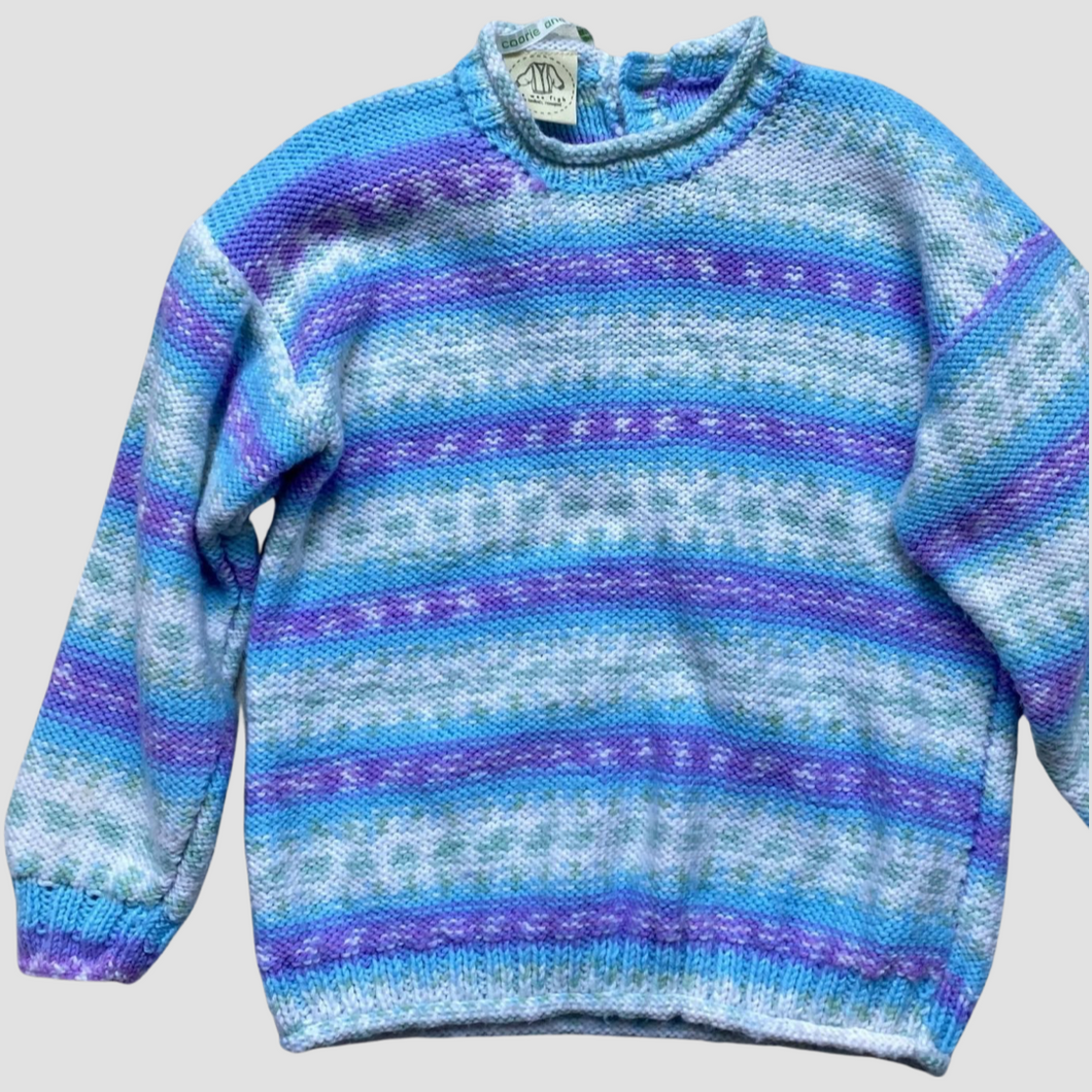 4-5 years - Blue and purple striped jumper