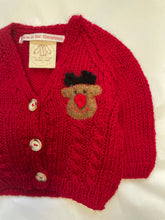 Load image into Gallery viewer, 0-6 months - Red Rudolph cardigan

