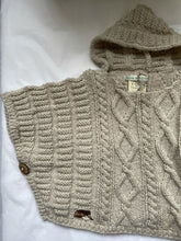 Load image into Gallery viewer, 3-4 years - Oatmeal Aran “Hedgehog” poncho
