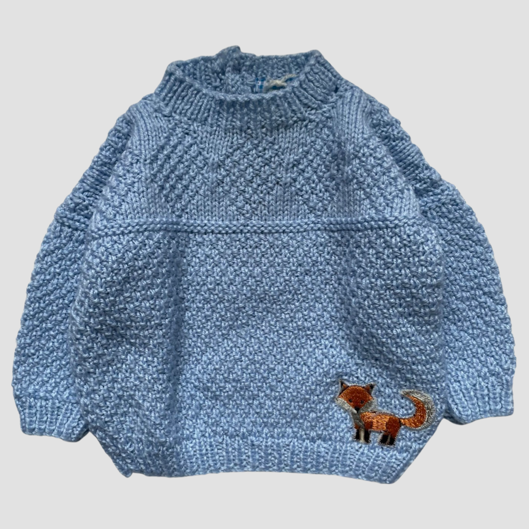 0-6 months - Blue “Fox” jumper