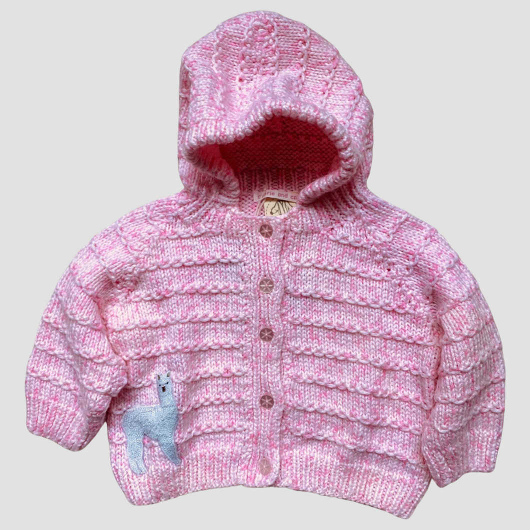 06-12 months - Pink “Alpaca” hooded cardigan
