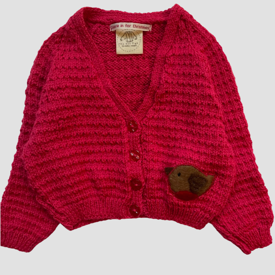 1-2 years - Berry red Robin cardigan