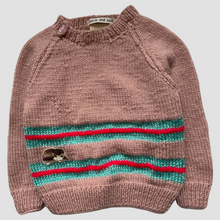 Load image into Gallery viewer, 1-2 years - Dusty pink jumper with contrast stripes
