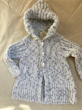 Load image into Gallery viewer, 0-6 months - White and blue fleck hooded duffle cardigan

