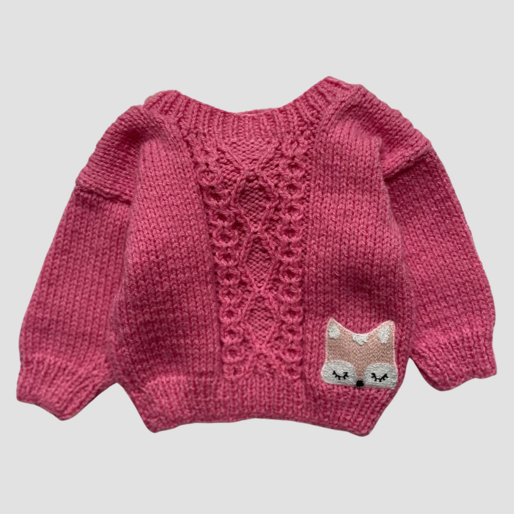 Newborn - Berry pink “Fox” jumper