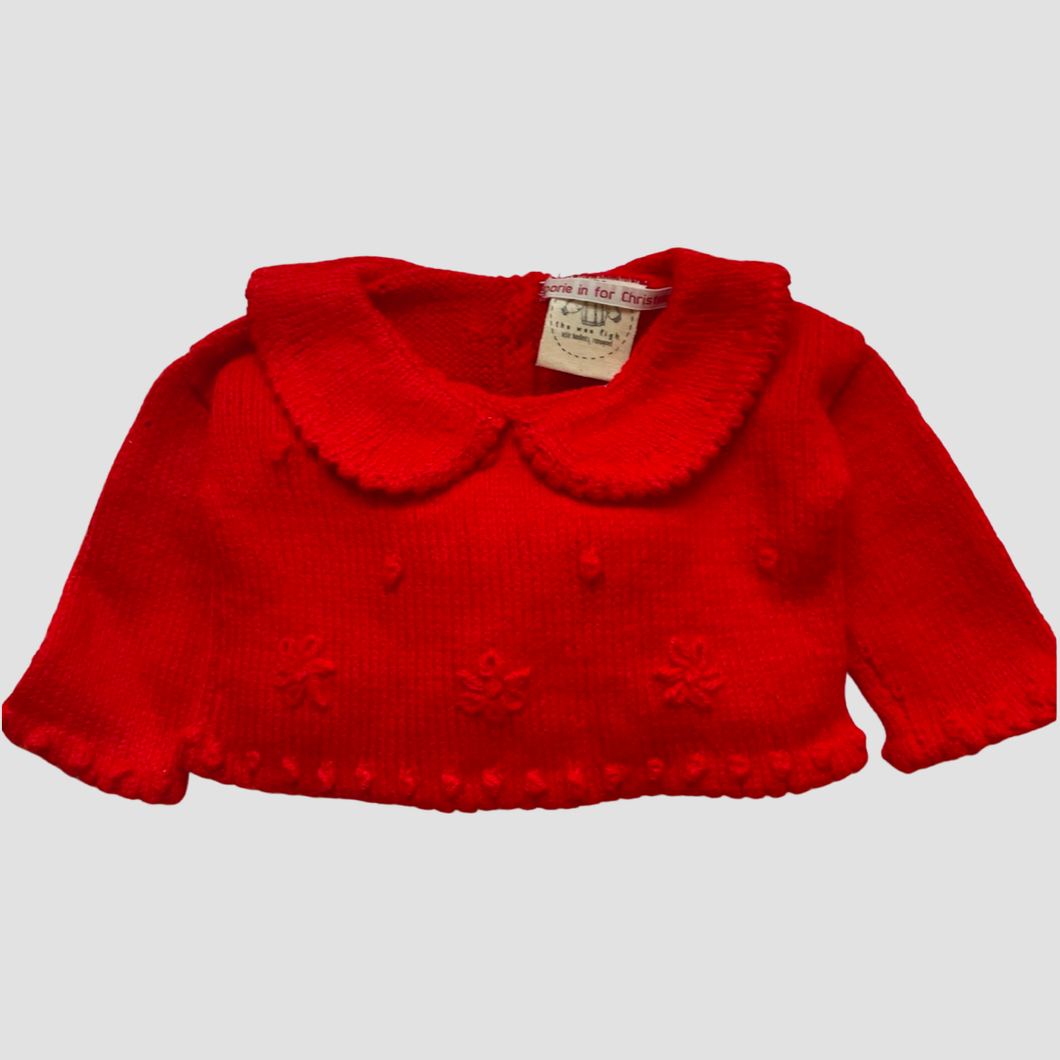 0-3 months - Red embroidered jumper