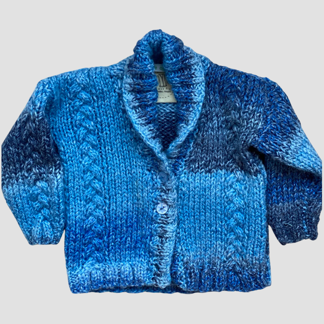 0-6 months - Blue collared cardigan