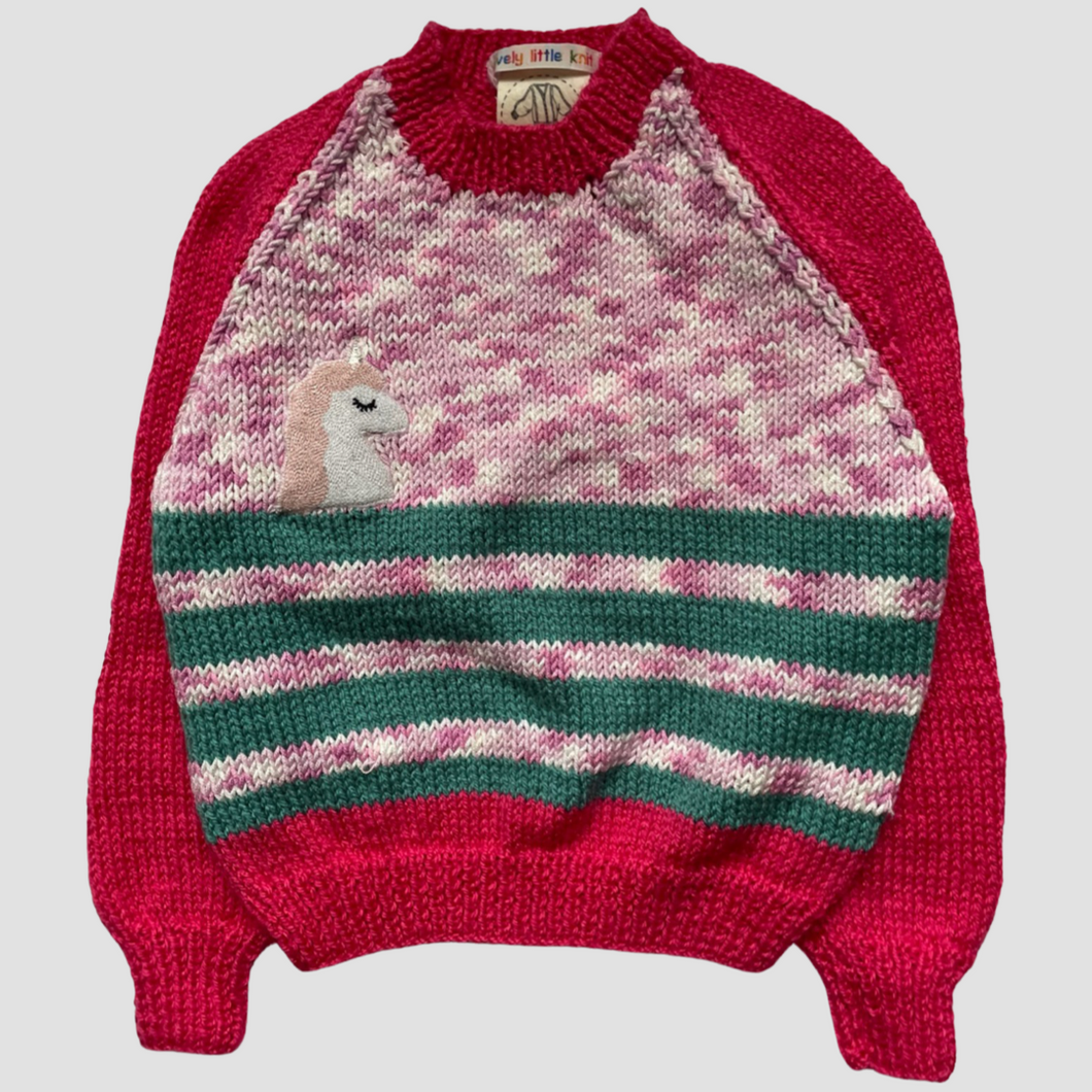 2-3 years - Pink and green “Unicorn” jumper