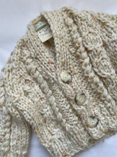 Load image into Gallery viewer, 0-6 months - Chunky oatmeal fleck Aran cardigan

