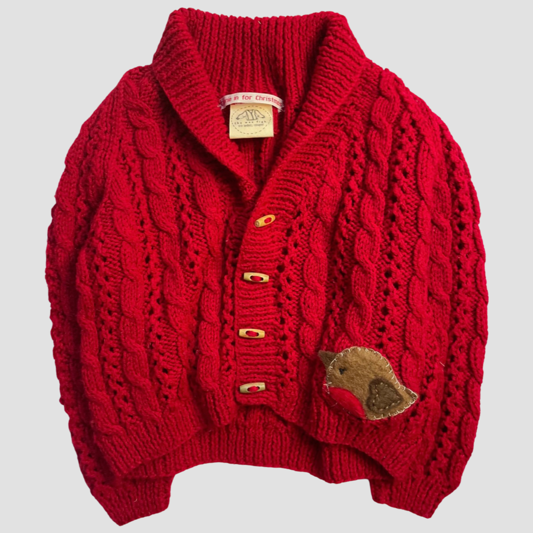 2-3 years - Slouchy Red Robin cardigan