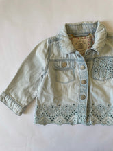 Load image into Gallery viewer, 1-1.5 years - Lace cut denim jacket
