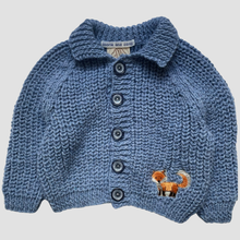 Load image into Gallery viewer, 0-6 months - Steel grey “Fox” cardigan
