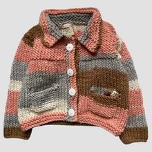 Load image into Gallery viewer, 2-3 years - Pink, grey and brown “Hedgehog” cardigan
