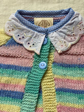 Load image into Gallery viewer, 0-6 months - Pastel striped frilly cardigan
