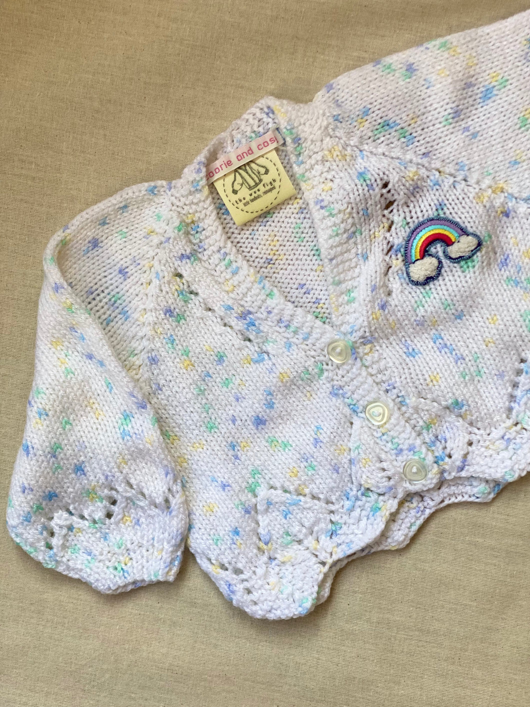 0-6 months - White fleck “Rainbow” cardigan