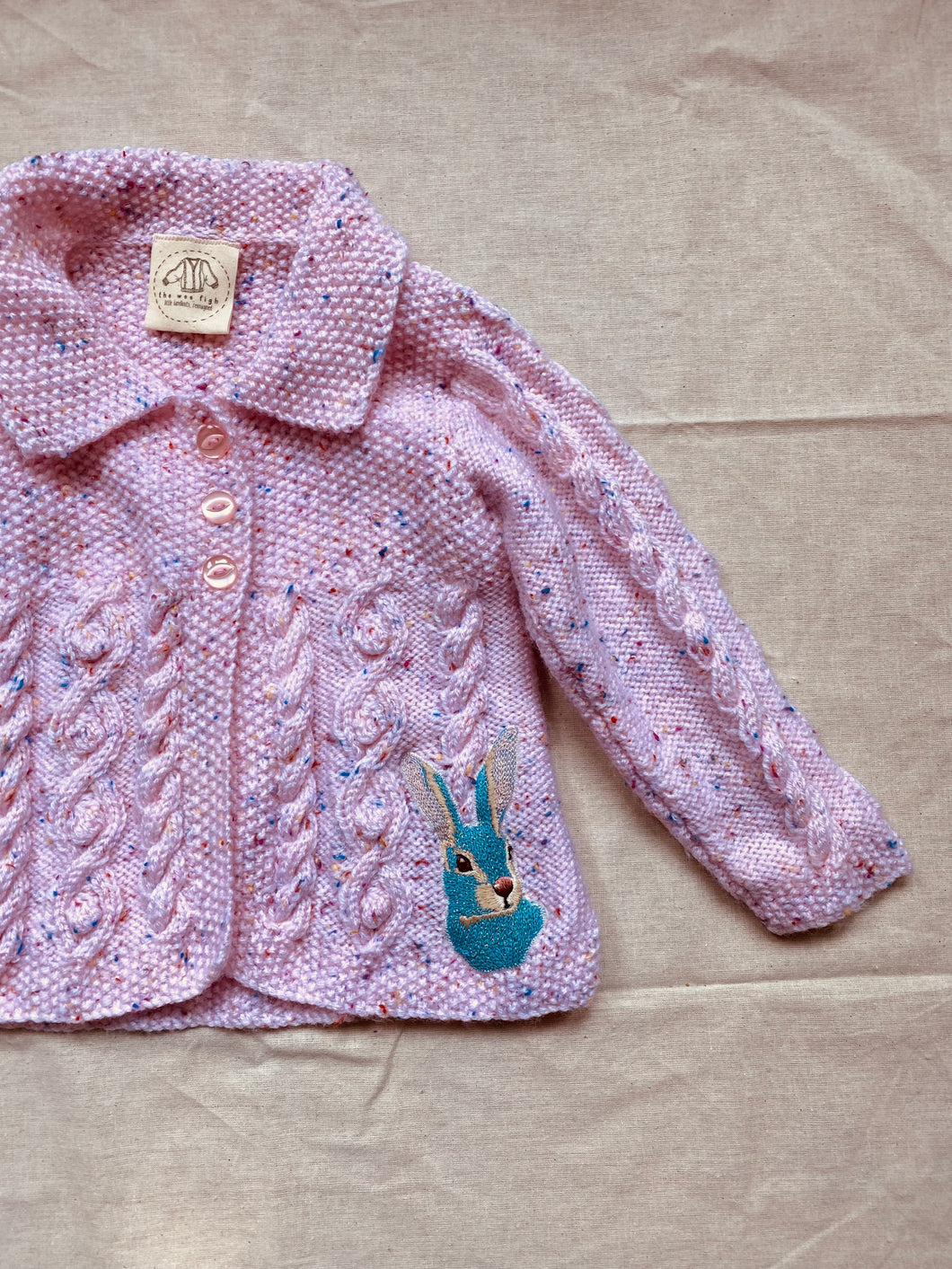 1-2 years - Pink fleck swing “Mountain Hare” cardigan