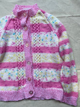 Load image into Gallery viewer, 3-4 years - Cream and pink striped cardigan
