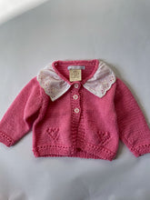 Load image into Gallery viewer, 0-6 months - Pink heart frilly cardigan
