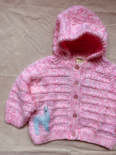 Load image into Gallery viewer, 06-12 months - Pink “Alpaca” hooded cardigan
