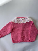 Load image into Gallery viewer, 0-6 months - Pink heart frilly cardigan
