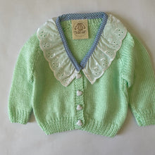Load image into Gallery viewer, 0-6 months - Mint green frilly cardigan
