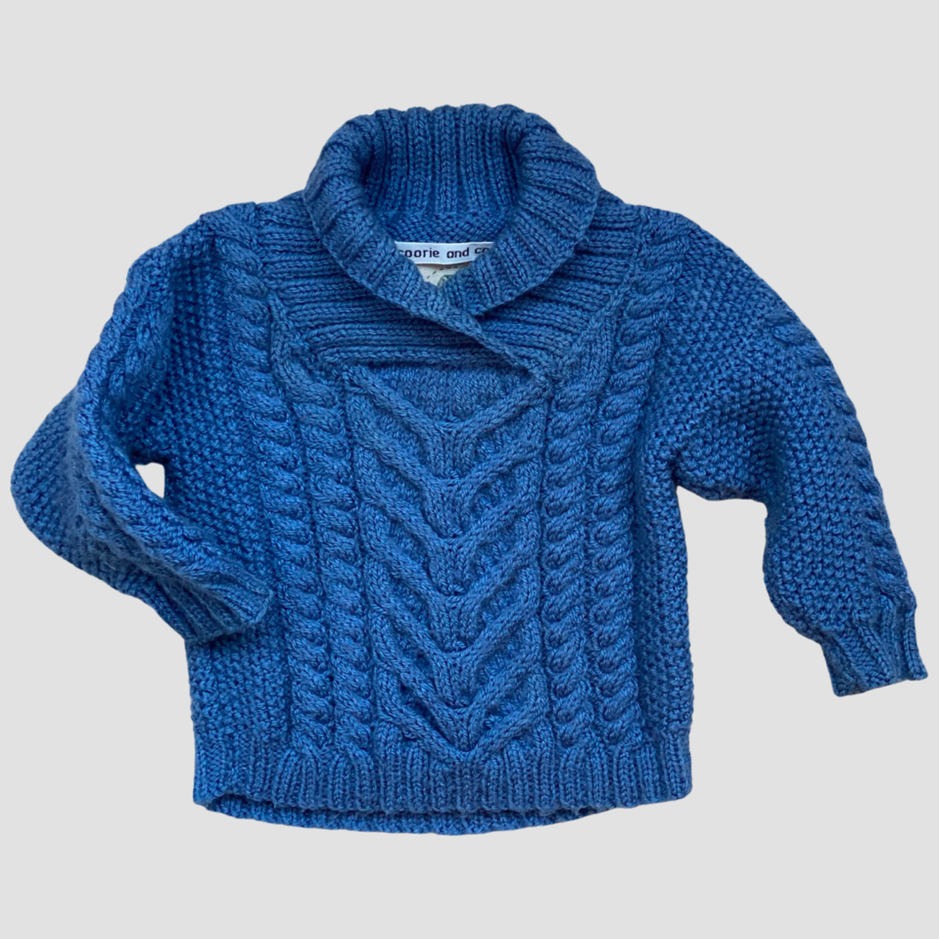 0-6 months - Blue Aran jumper